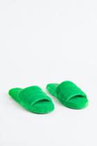 H & M - Velour Slides - Green