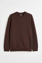 H & M - Regular Fit Ribbed Sweatshirt - Brown