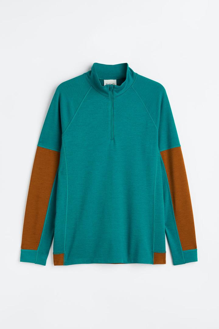 H & M - Wool-blend Base-layer Top - Turquoise