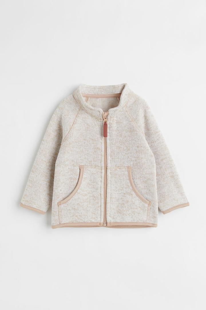 H & M - Knit Fleece Jacket - Beige