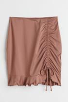 H & M - Flounced-hem Mini Skirt - Beige