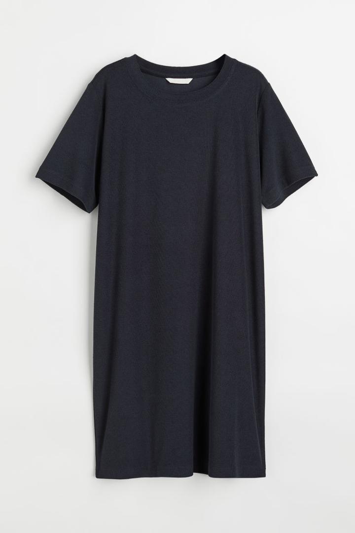 H & M - Terry T-shirt Dress - Blue