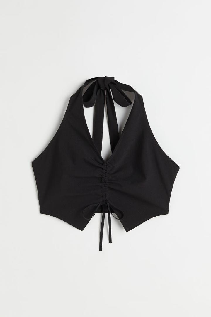 H & M - Halterneck Drawstring Top - Black