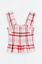 H & M - Linen-blend Smocked Top - White
