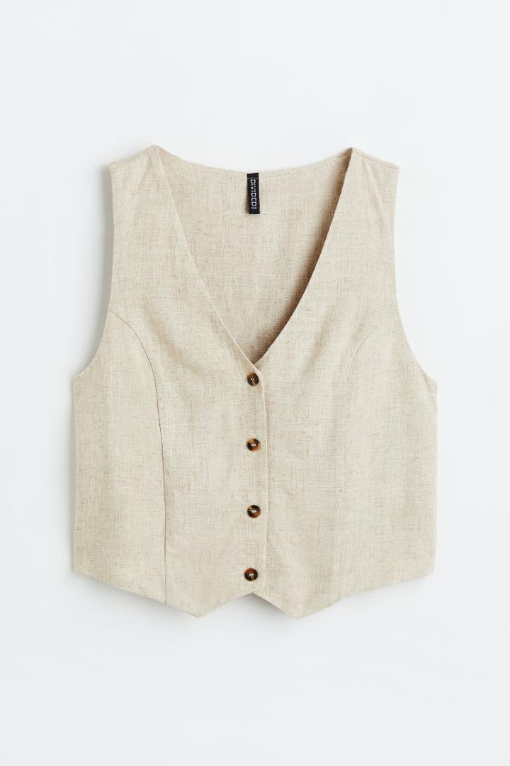 H & M - Linen-blend Suit Vest - Beige