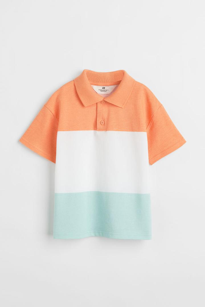 H & M - Cotton Piqu Polo Shirt - Orange