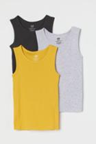 H & M - 3-pack Tank Tops - Yellow