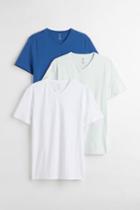 H & M - 3-pack Slim Fit V-neck T-shirts - Blue