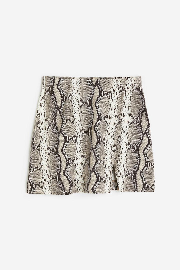 H & M - Short Wrap-front Skirt - Brown