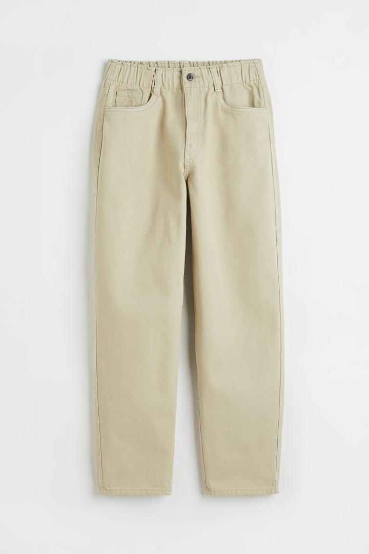 H & M - High Waist Twill Pants - Green