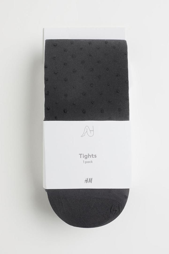 H & M - H & M+ Dotted Tights - Black