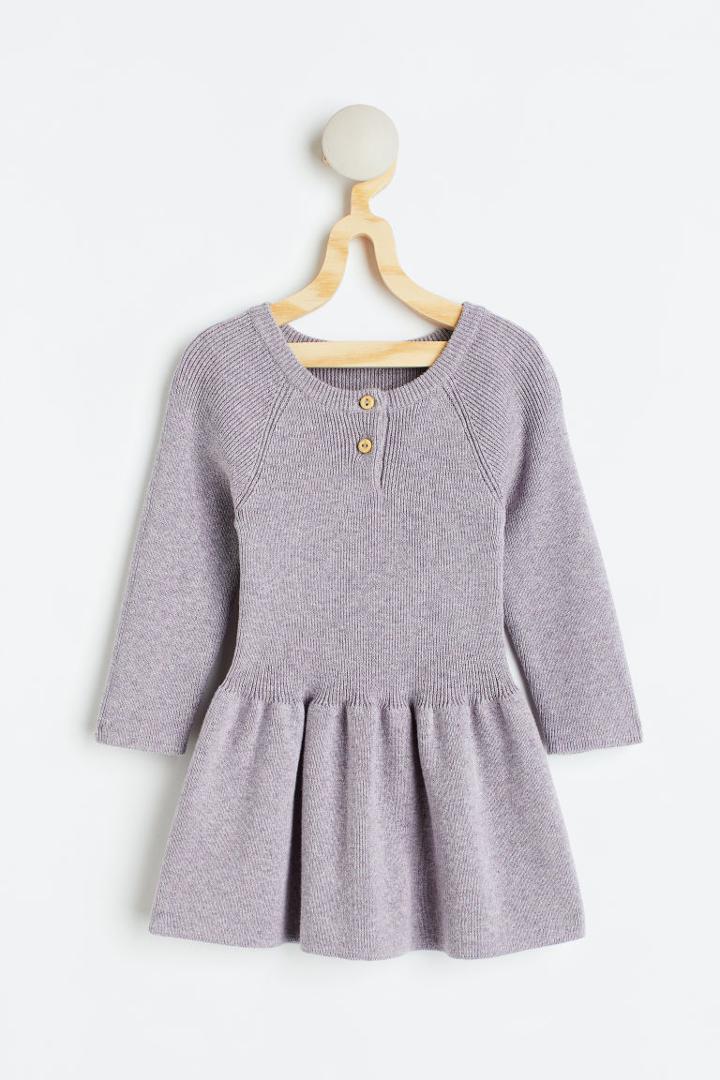 H & M - Fine-knit Cotton Dress - Gray