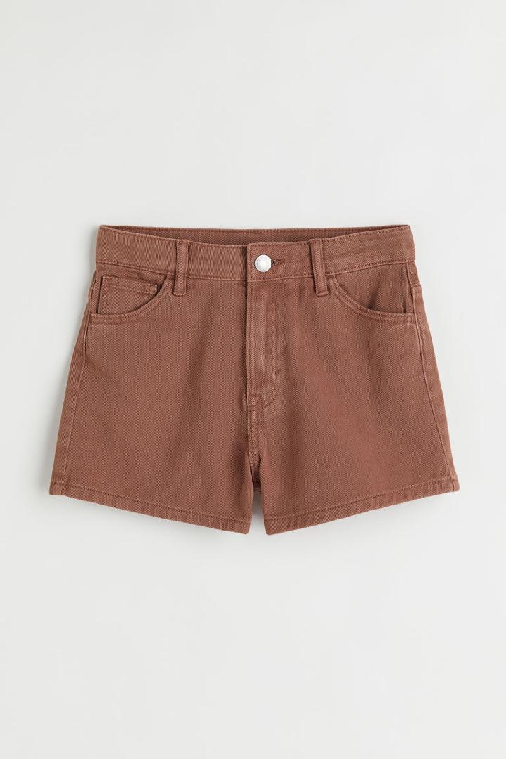 H & M - Relaxed High Denim Shorts - Beige