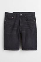 H & M - Relaxed Fit Denim Shorts - Black