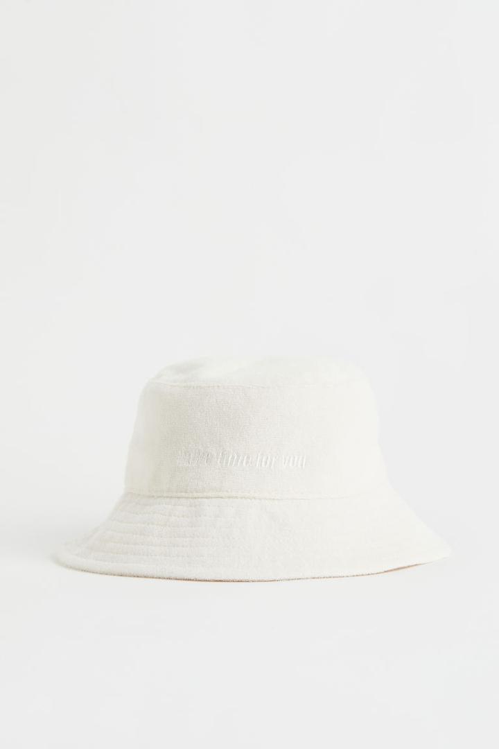 H & M - Terry Bucket Hat - White