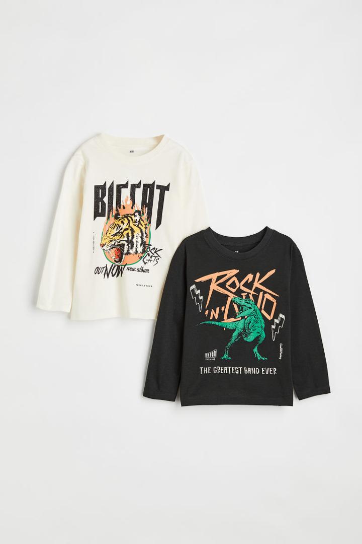 H & M - 2-pack Cotton Jersey Shirts - Black