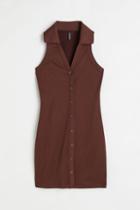 H & M - Jacquard-knit Dress - Brown