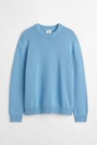 H & M - Relaxed Fit Fine-knit Cotton Sweater - Blue