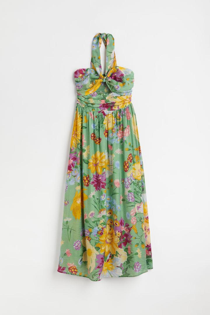 H & M - Long Halterneck Dress - Green