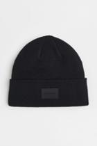 H & M - Appliqud Knit Hat - Black