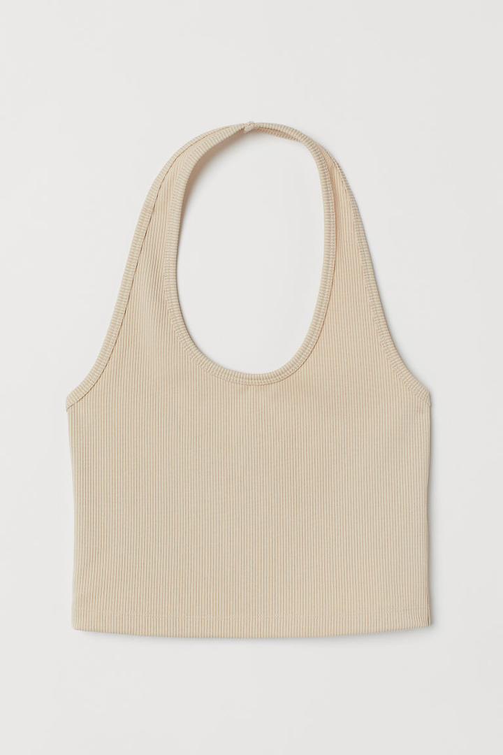 H & M - Halter Crop Top - Beige