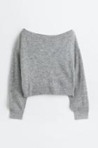 H & M - Off-the-shoulder Rib-knit Sweater - Gray