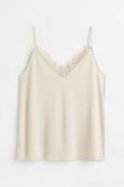 H & M - Lace-trimmed Camisole Top - Beige