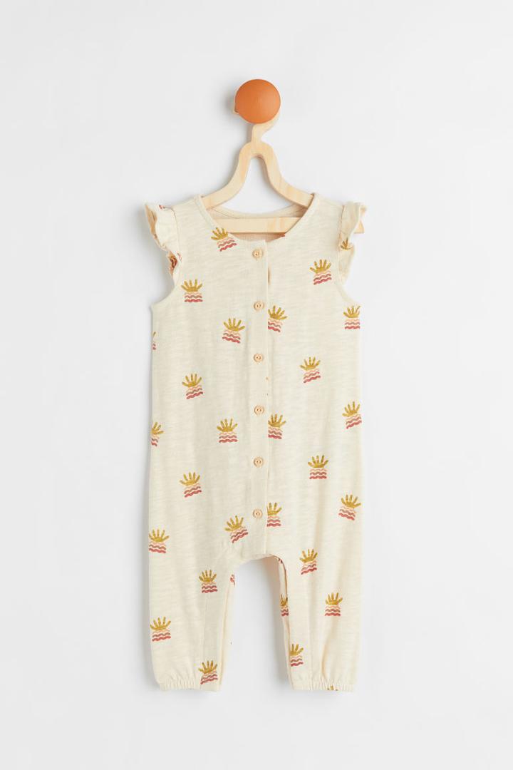 H & M - Slub Jersey Romper Suit - Beige
