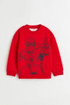H & M - Printed Sweatshirt - Red