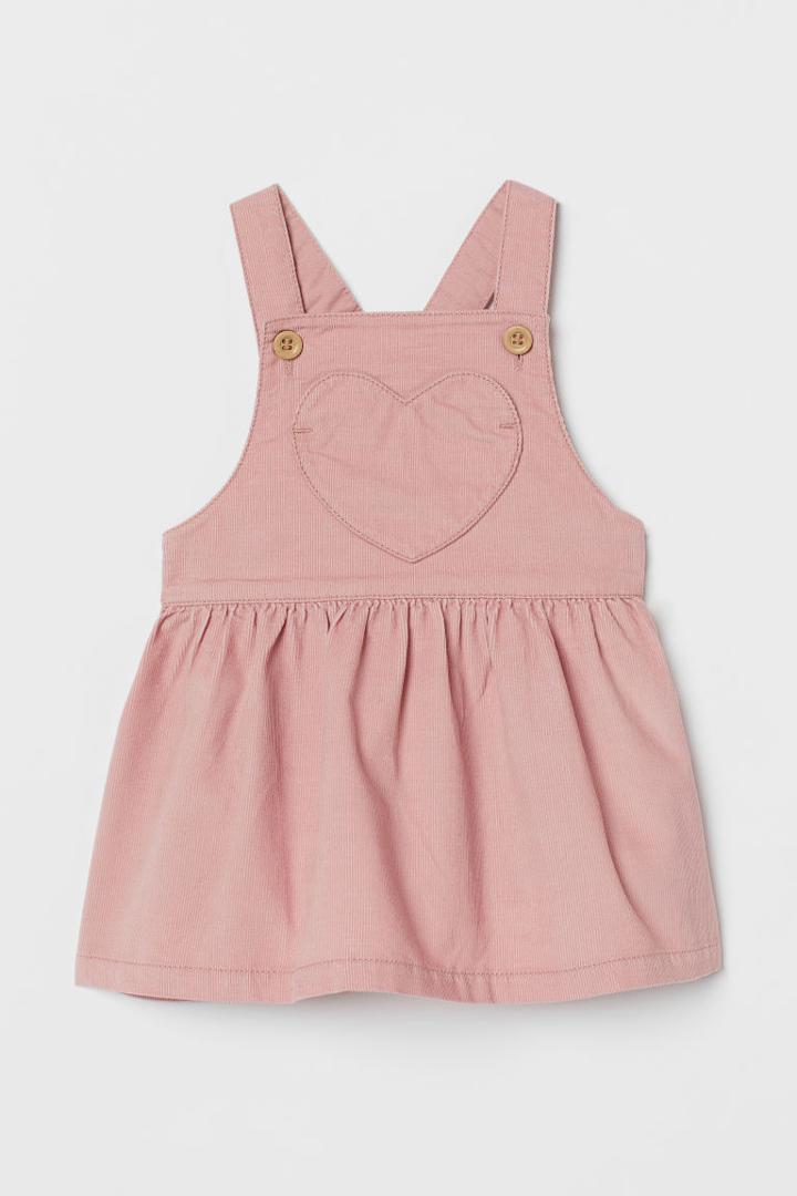 H & M - Corduroy Overall Dress - Pink