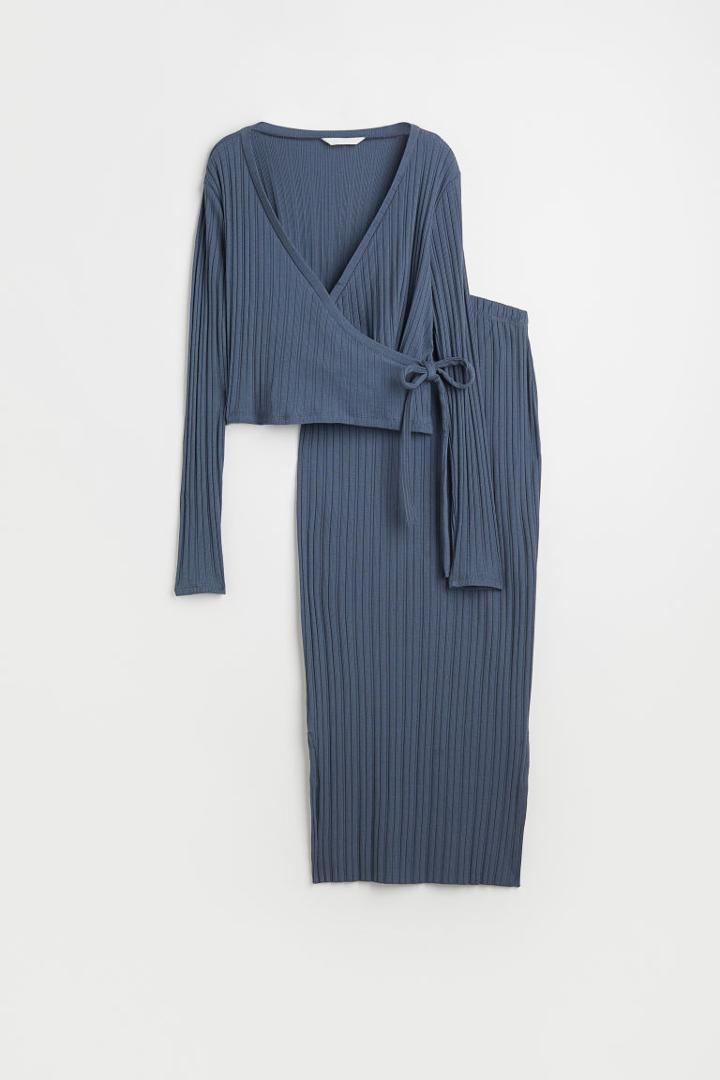 H & M - Mama 2-piece Top And Skirt Set - Blue