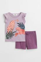 H & M - 2-pack Motif-detail Set - Purple