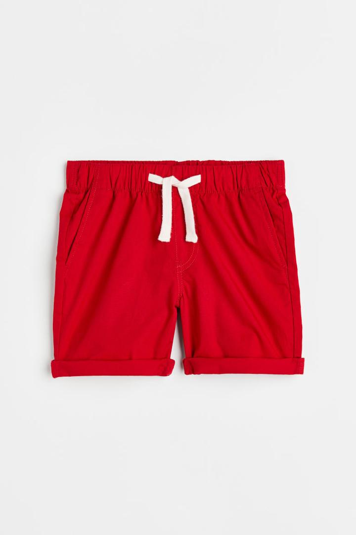 H & M - Cotton Poplin Shorts - Red