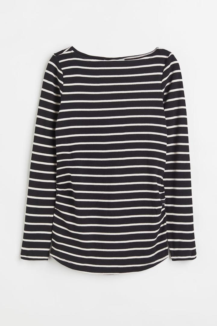 H & M - Mama Long-sleeved Cotton Top - Black