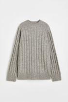 H & M - Oversized Rib-knit Sweater - Gray