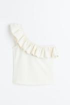 H & M - Flounced One-shoulder Top - White