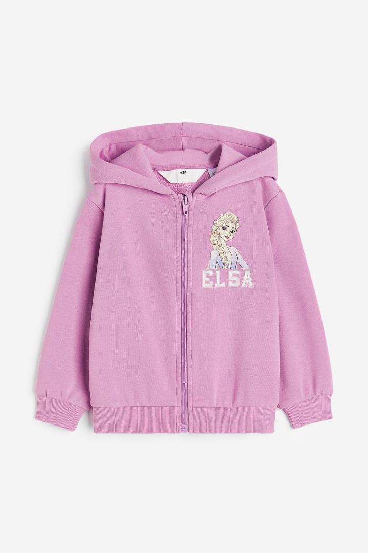 H & M - Printed Hooded Jacket - Purple