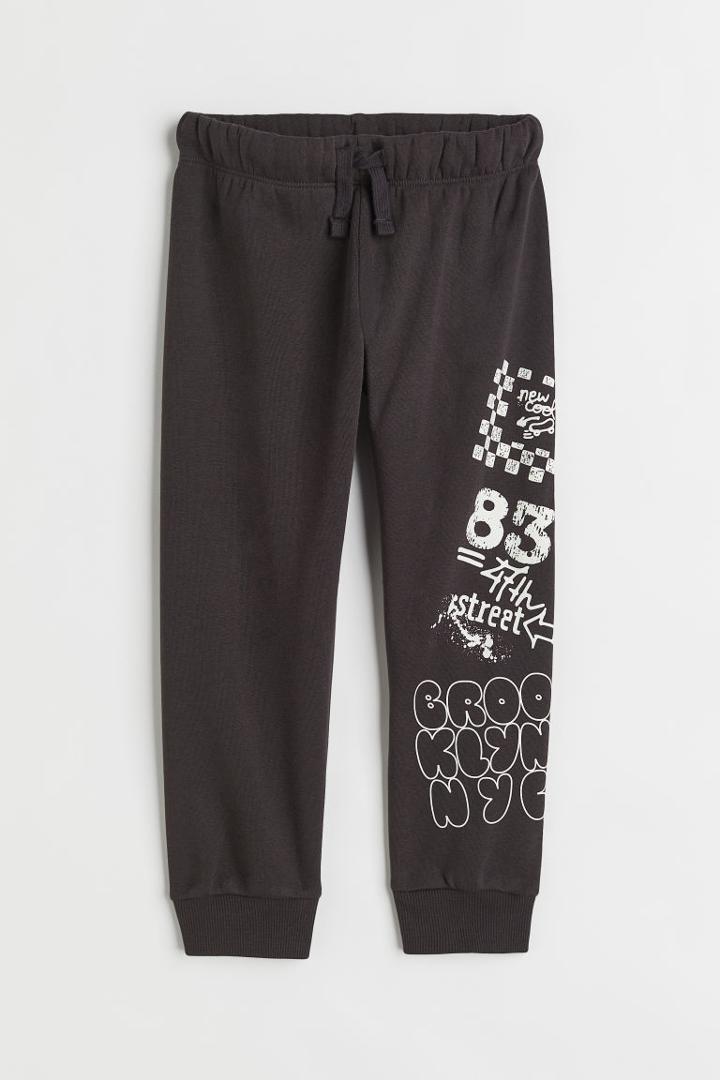 H & M - Printed Joggers - Black