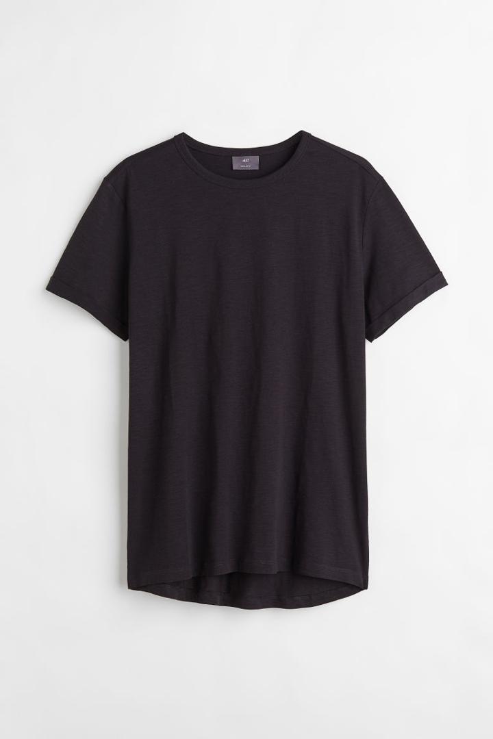 H & M - Regular Fit Cotton T-shirt - Black