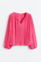 H & M - Pleated Blouse - Pink
