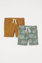 H & M - 2-pack Cotton Shorts - Green