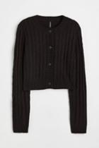 H & M - Cable-knit Cardigan - Black