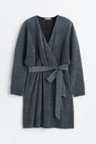 H & M - Glittery Wrap Dress - Blue