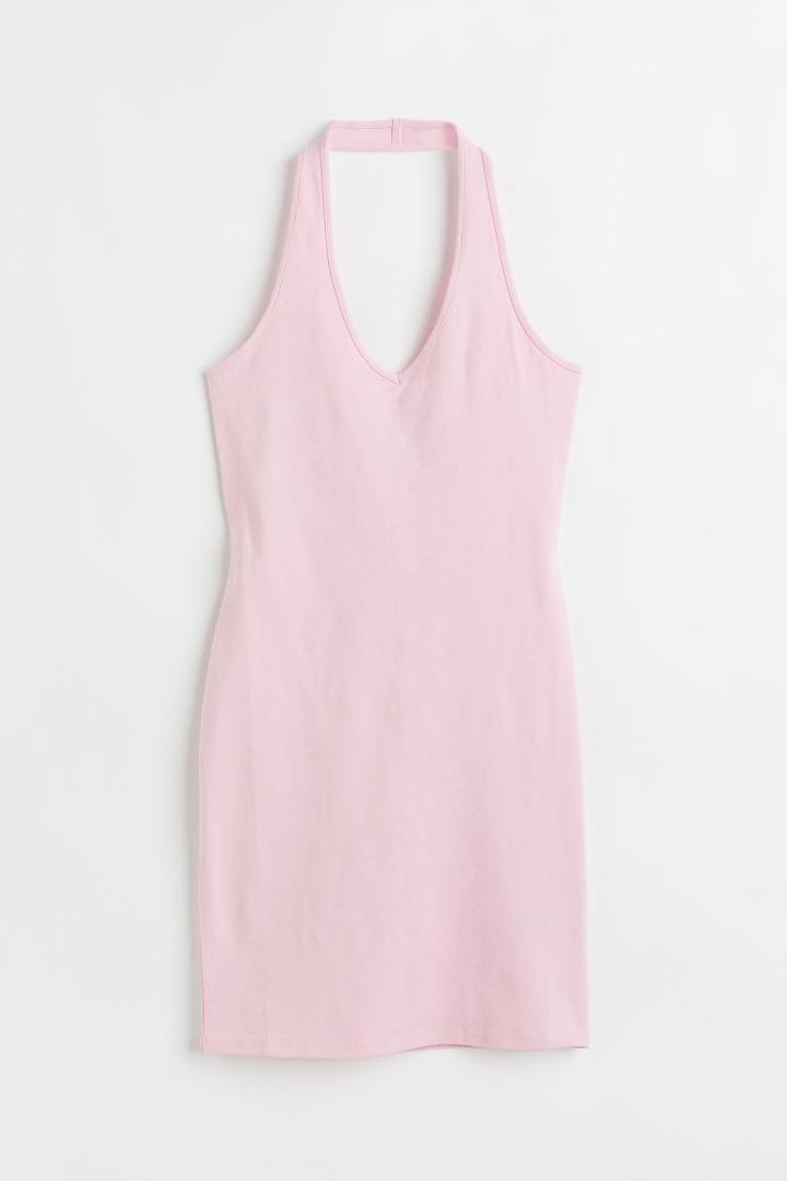 H & M - Cotton Halterneck Dress - Pink