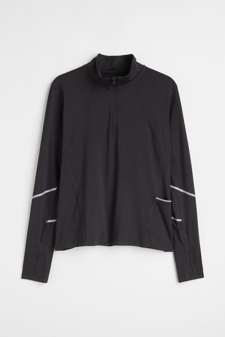 H & M - H & M+ Zip-top Sports Top In Drymove&trade; - Black