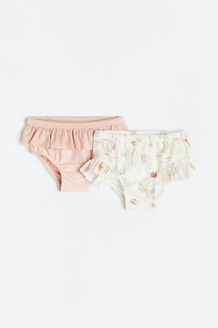 H & M - 2-pack Flounce-trimmed Swim Pants - Beige