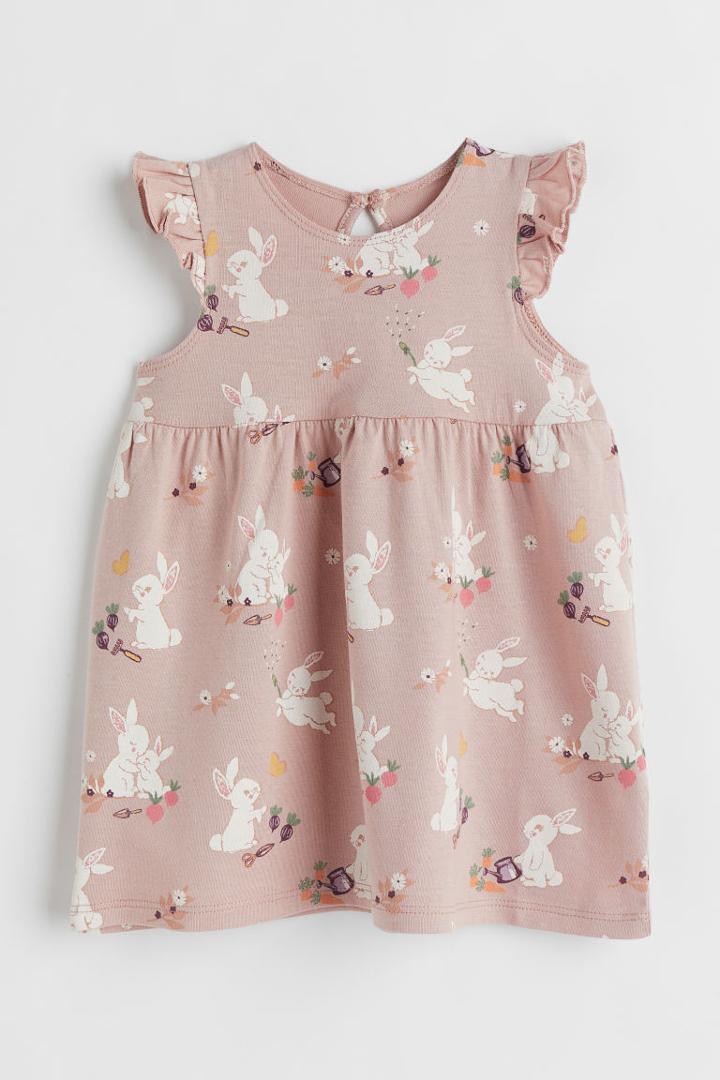 H & M - Ruffle-trimmed Jersey Dress - Pink