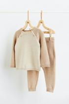 H & M - Knit Sweater And Pants - Beige