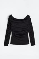 H & M - Draped Off-the-shoulder Top - Black