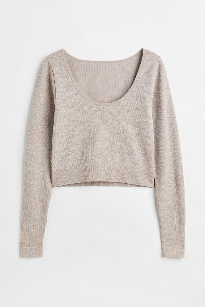 H & M - Thermolite Ribbed Top - Beige